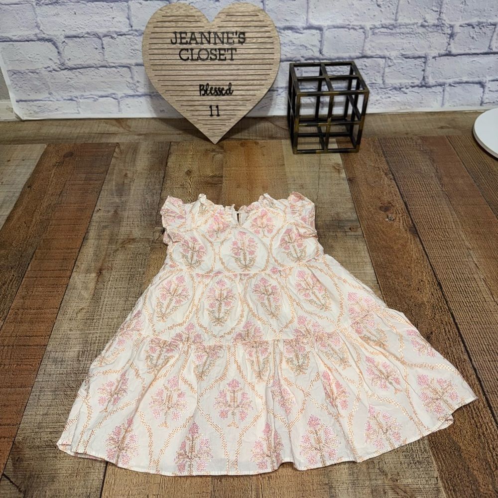 A Loves A  Girls ruffle Cap Sleeve Embroidered Dress size 5